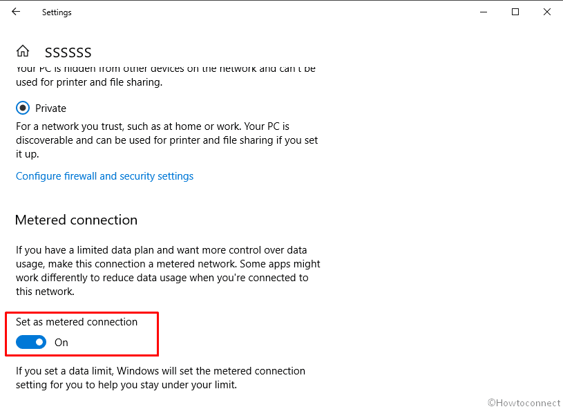 Using the metered connection image 3