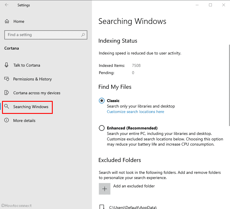 Windows 10 1903 search indexer