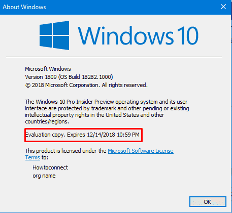 Windows 10 1903 Find out Expiry Date of Windows Insider build