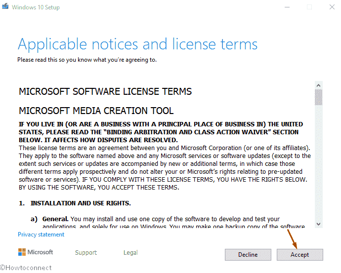 Windows 10 2004 ISO Image File - Accept the term of Windows setup