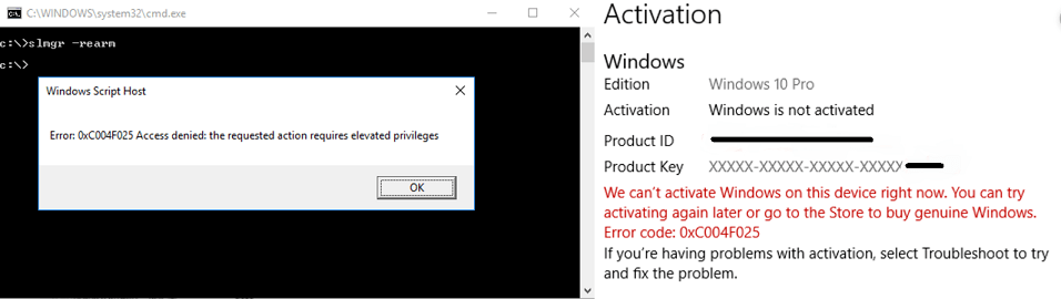 Windows 10 Activation Error Code 0xc004f025