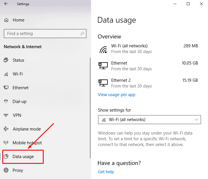 Windows 10 April 2018 Update Data usage