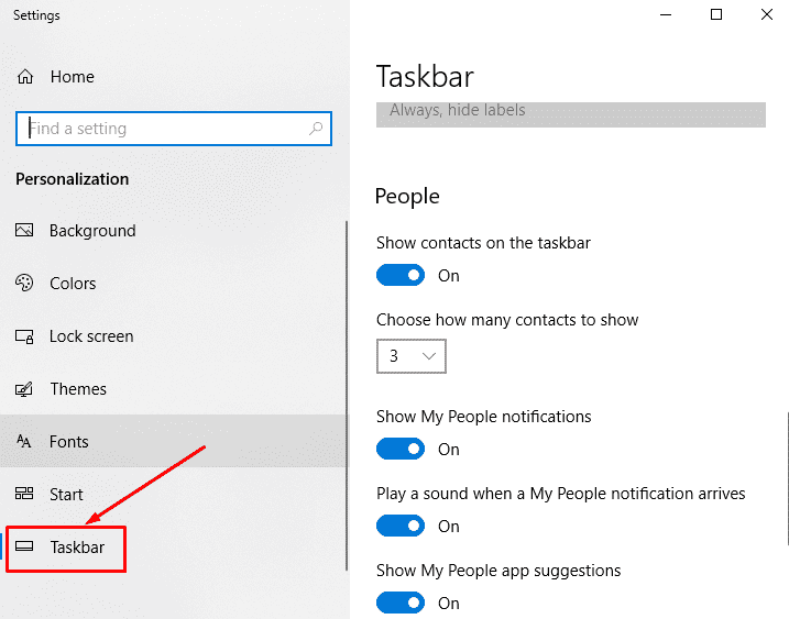 Windows 10 April 2018 Update People Taskbar