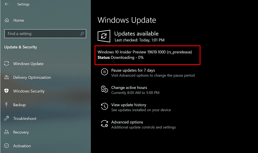 Windows 10 Build 19619.1000