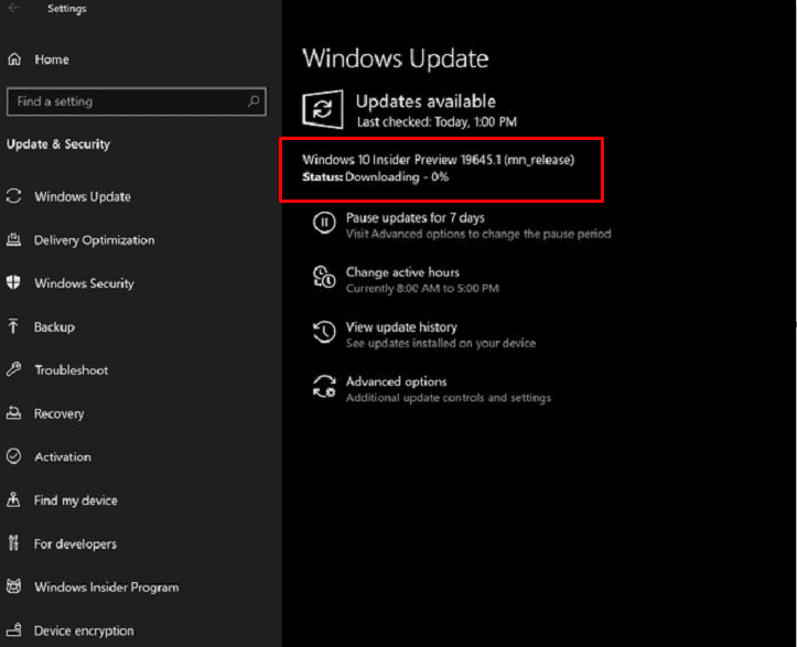 Windows 10 Build 19645