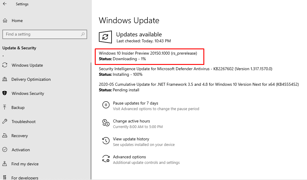 Windows 10 Build 20150 21H1