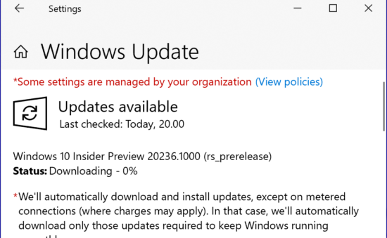 Windows 10 Build 20236 in Dev Channel is available now