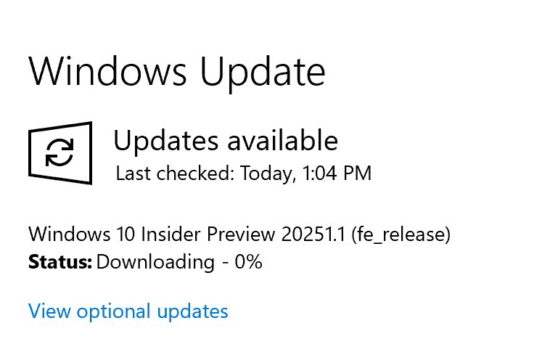 Windows 10 Build 20251 is Available in Dev Channel