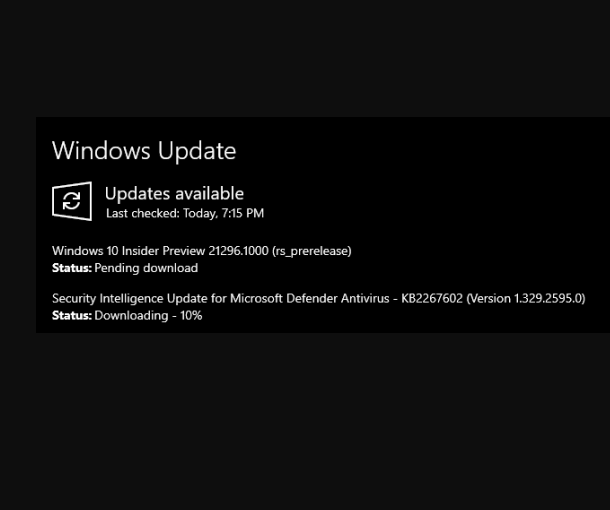 Windows 10 Build 21296.1000