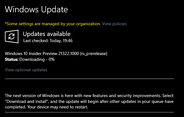 Windows 10 Build 21322.1000