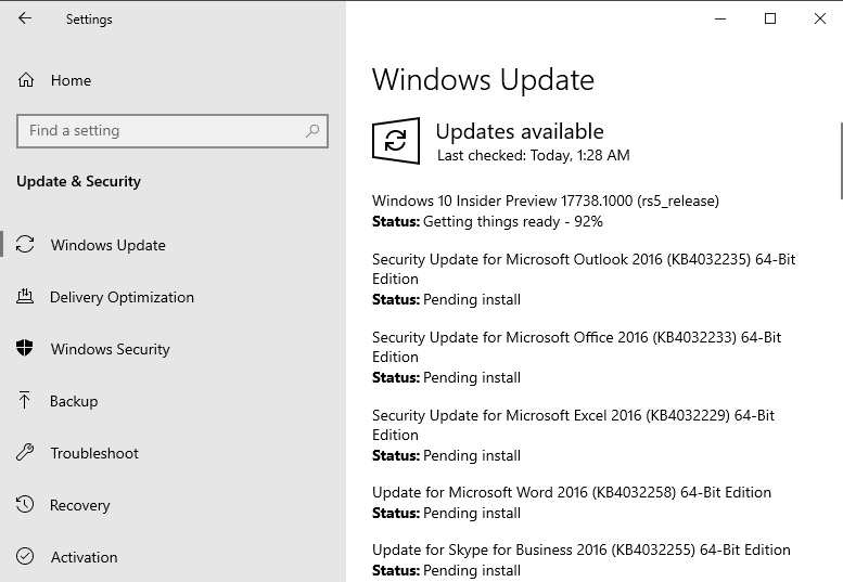 Windows 10 Insider Build 17738 Changes and Fixes Details