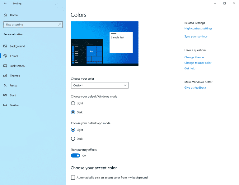 Windows 10 Insider Preview Build 18282 - light theme settings