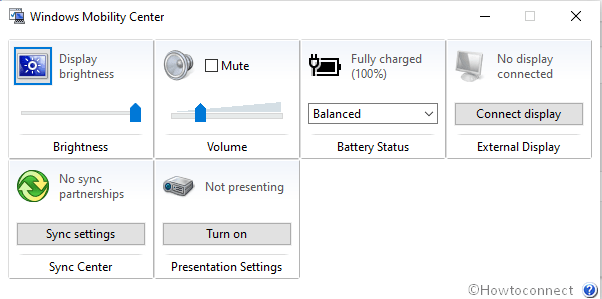 Windows 10 Mobility Center