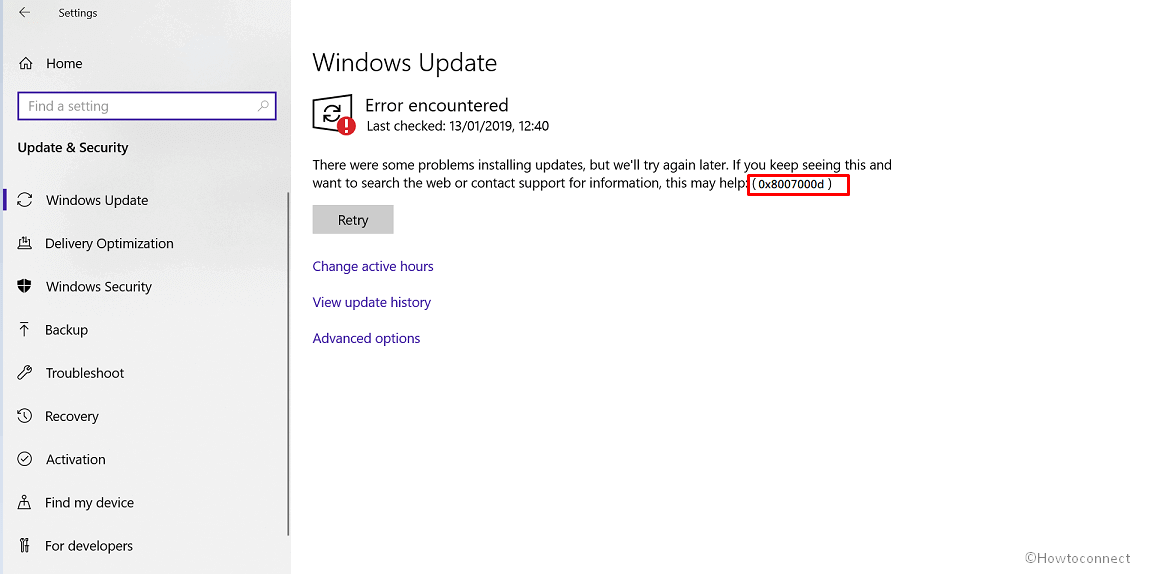 Windows 10 Update Error 0x8007000d