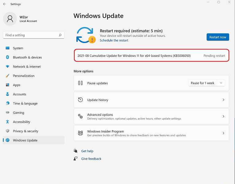Windows 11 Build 22000.176 KB5006050