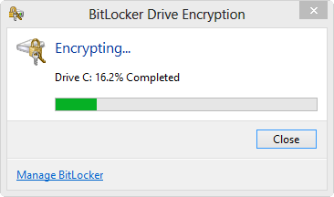 windows 8 bitlocker encryption process shown