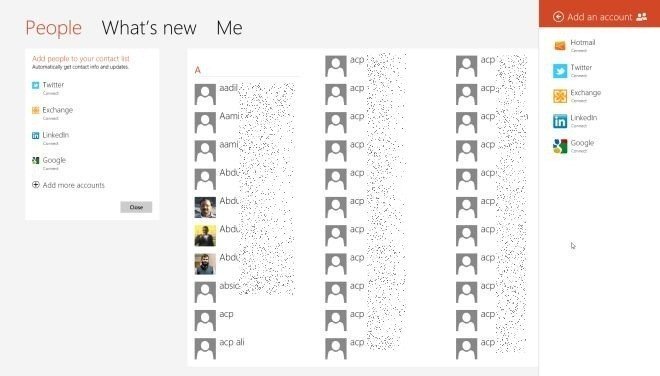 Windows 8 People app main screen windows 8 people app main screen