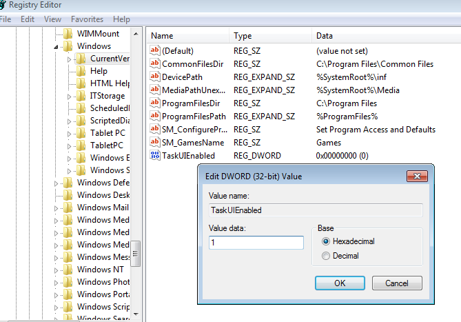 windows 8 registry editor settings