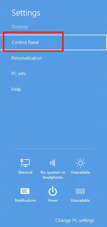 windows 8 setting panel