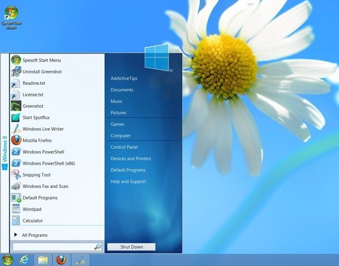 windows 8 spesoft start menu