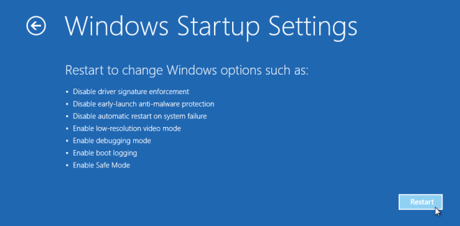 windows 8 startup settings