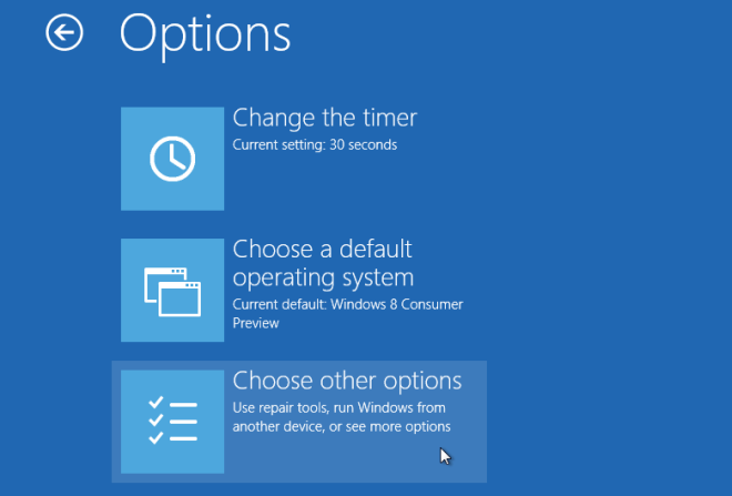 Windows 8 startup Menu windows 8 startup menu