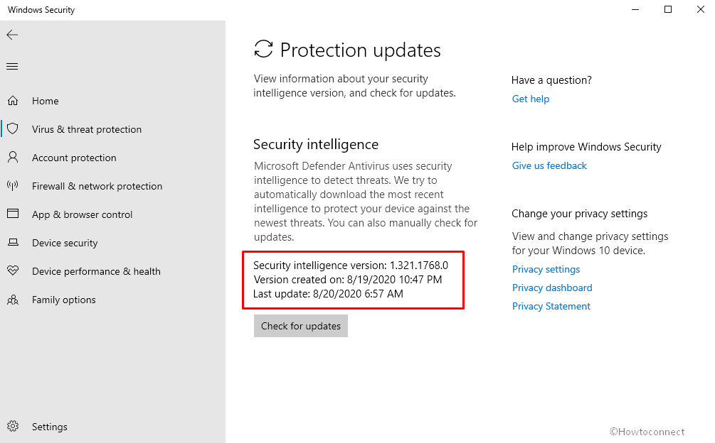 Windows Defender Version Info