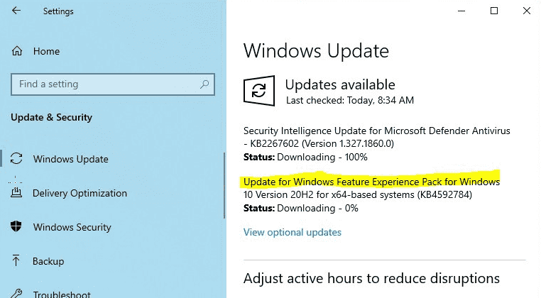 Windows Feature Experience Pack 120.2212.1070.0 KB4592784