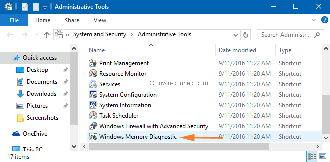 Windows Memory Diagnostic on adnistrative tools Windows Memory Diagnostic on adnistrative tools