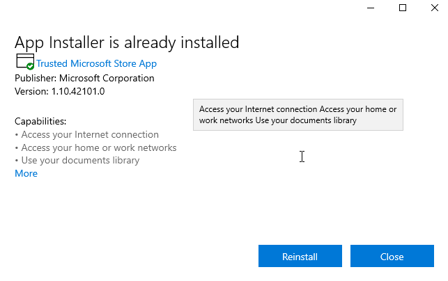 Windows Package Manager v0.1.42101