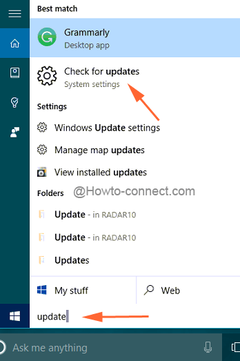 Windows + Q displays Check for updates in Windows 10 Windows + Q displays Check for updates in Windows 10