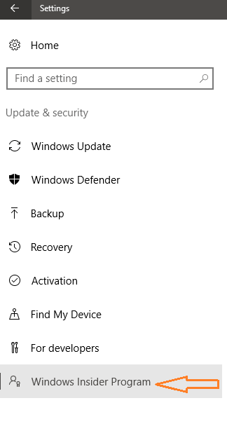 Windows Update on the left sidebar of Update & Security category