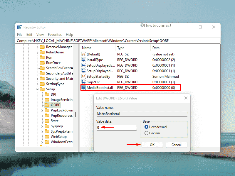 Windows activation error code 0x80072f8f - change value of MediaBootInstall registry key