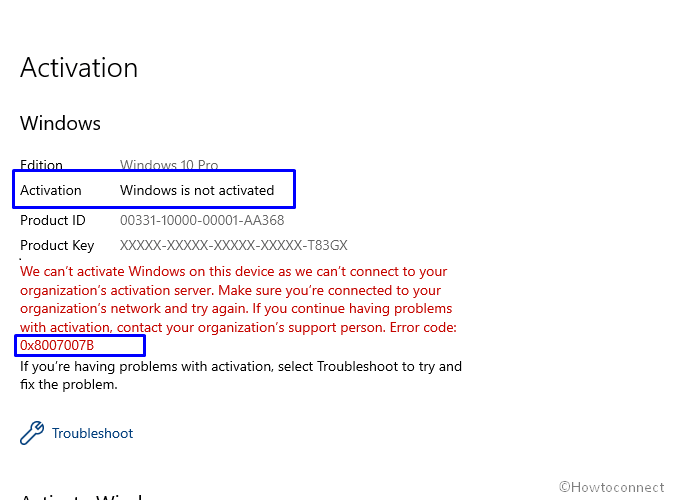 Windows is not activated Error code 0x8007007b