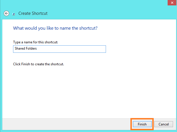 Write_shortcut_name Guide to Create Shared Folder Shortcut on Windows 8