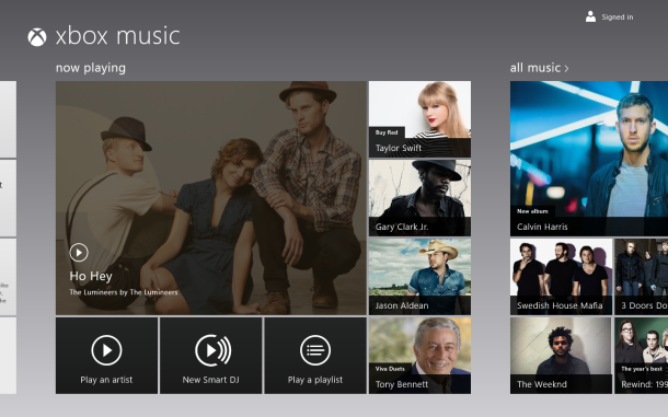 Xbox music main screen
