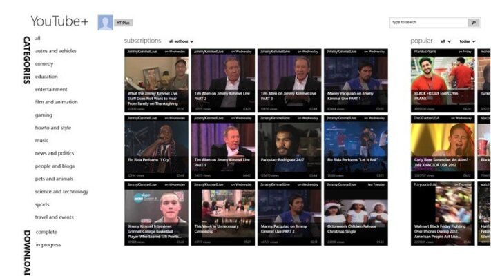 YouTube+ app for windows 8 - Watch YouTube videos in HD quality
