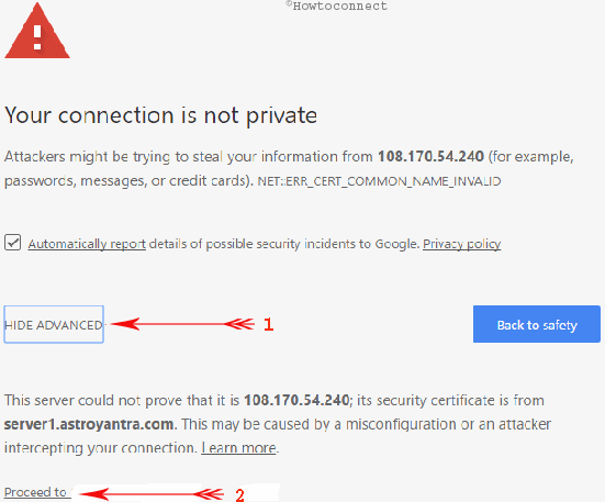 Your connection is not Private Chrome Error image 5