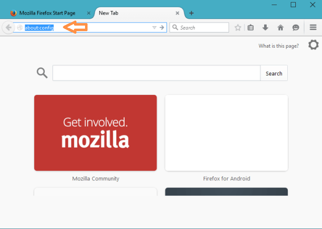 aboutconfig in Address bar of firefox aboutconfig in Address bar of firefox