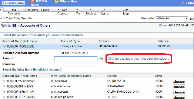 add beneficiary How to Pay Money to SBI Account of Others Using NetBanking