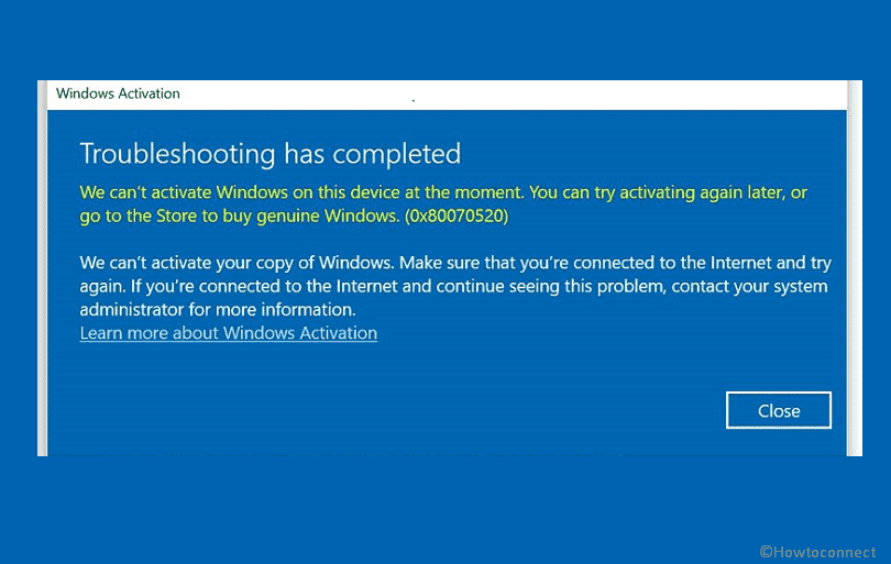 activation error 0x80070520