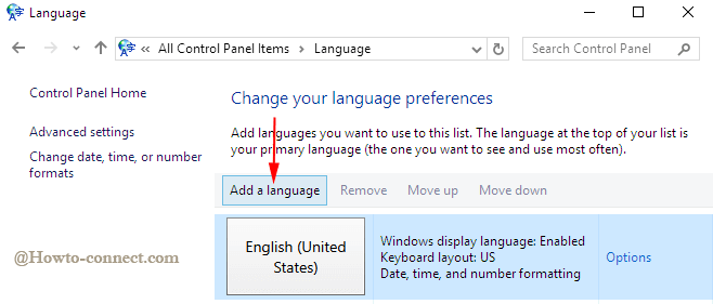 add a language tab