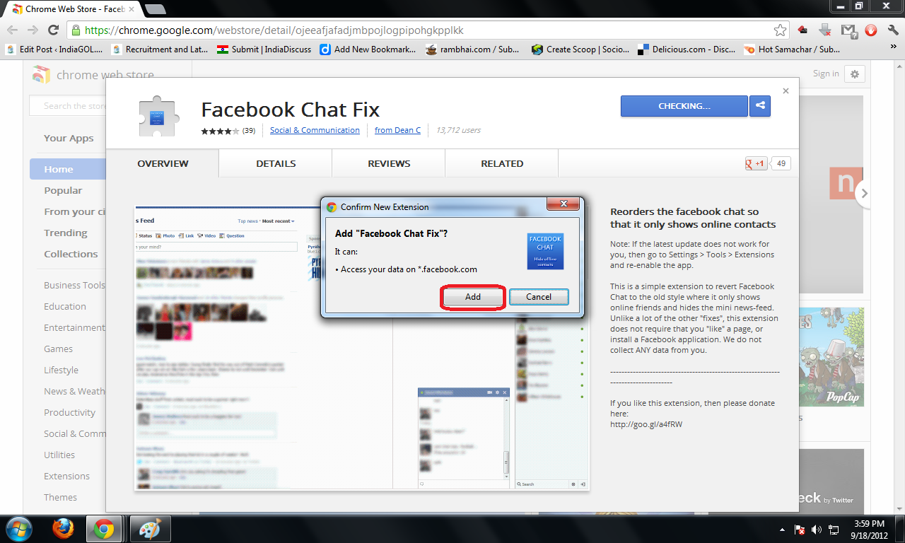 Chrome facebook chat