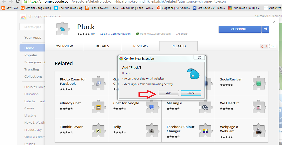 add pluck extension from chrome web store