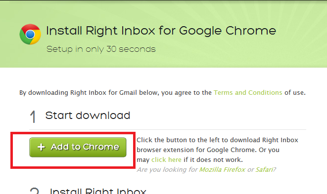 add to chrome right inbox extension