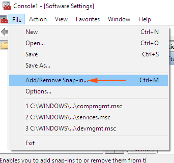add remove snap ins on mmc
