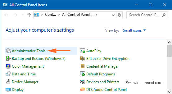 administrative tools administrative tools on all control panel list window