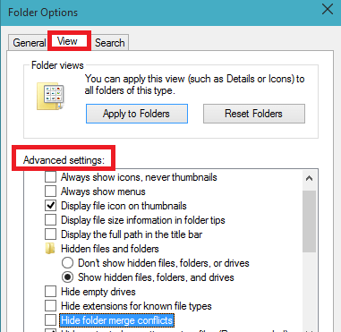 advance settings section under view tab in folder options advance settings section under view tab in folder options