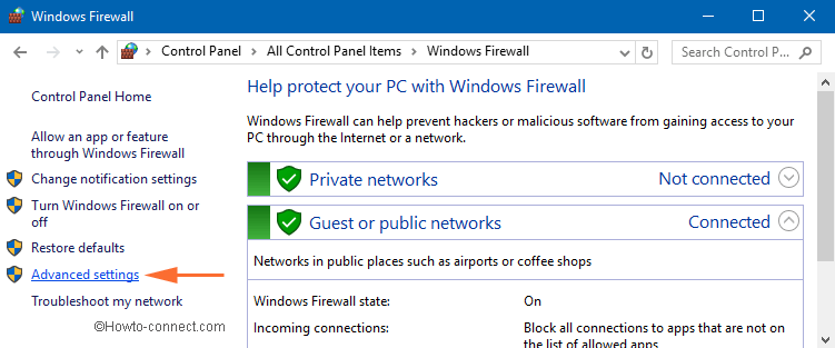advanced settings link windows firewall advanced settings link windows firewall