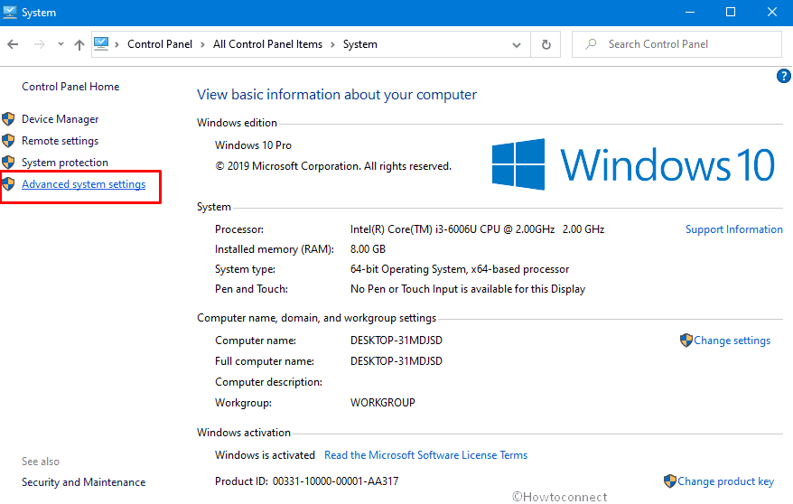 advanced_system_settings advanced system settings to optimize PC Windows 10
